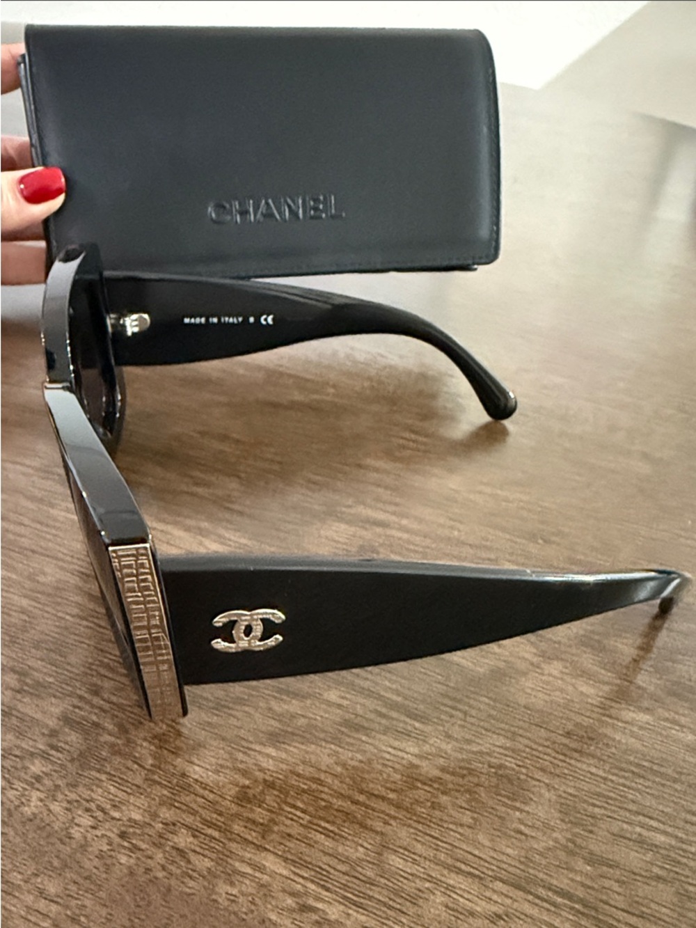CHANEL Black Sunglasses with Gold CC Emblems